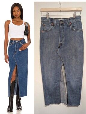 RE/DONE | Reconstructed Levi’s Long Denim Skirt In Indigo